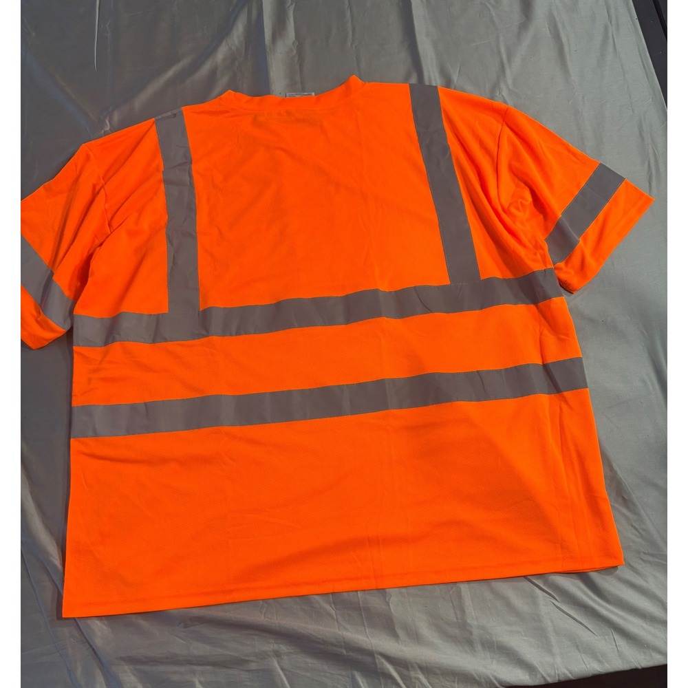 Safety Shirt Hi-Vis Orange Reflective Class 3 Type R T2012 Mens 5XL Work Tee - Picture 2 of 5